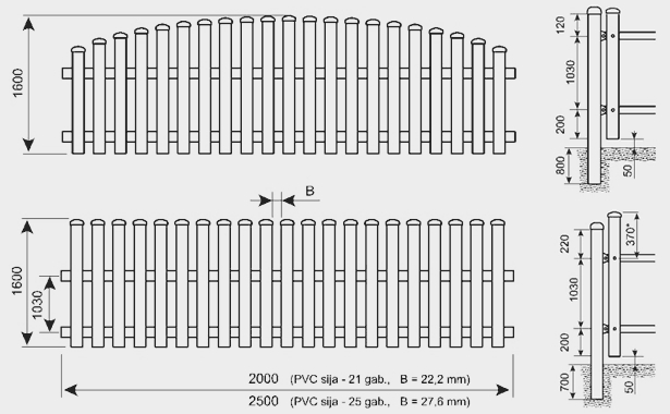 PVC Žoga sekcija gaiši brūna L=2.8m H=1.6m