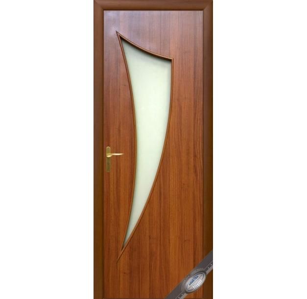 Laminētas durvis ar kārbu "PARUS" ar stiklu, rieksts/akācija, 203x76cm
